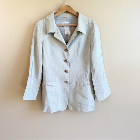 Vintage Armani Collezioni jacket silky linen button front size 42 EU size 6 US - Picture 3 of 13